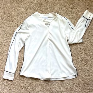 EUC Calvin Klein L/S Cream & Black Blouse - Small